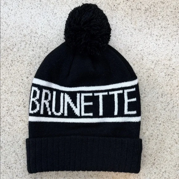 Brunette The Label Black and White Pom-Pom Beanie - Picture 2 of 2